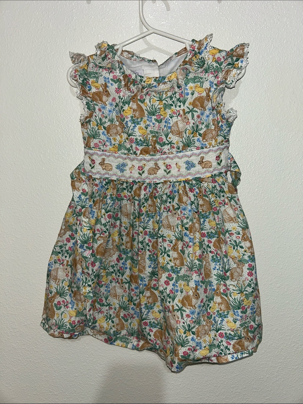 iris & ivy White Floral Bunny Print Dress